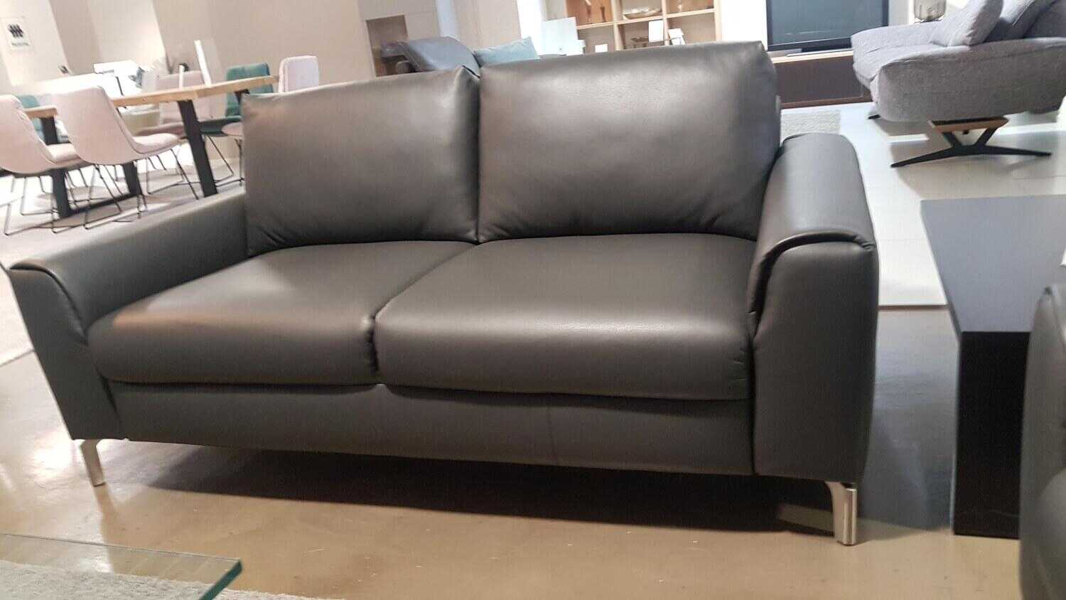 WK Wohnen - Sofa WK660 Venosa Zweisitzer Leder Montana Basalto Grau - 2