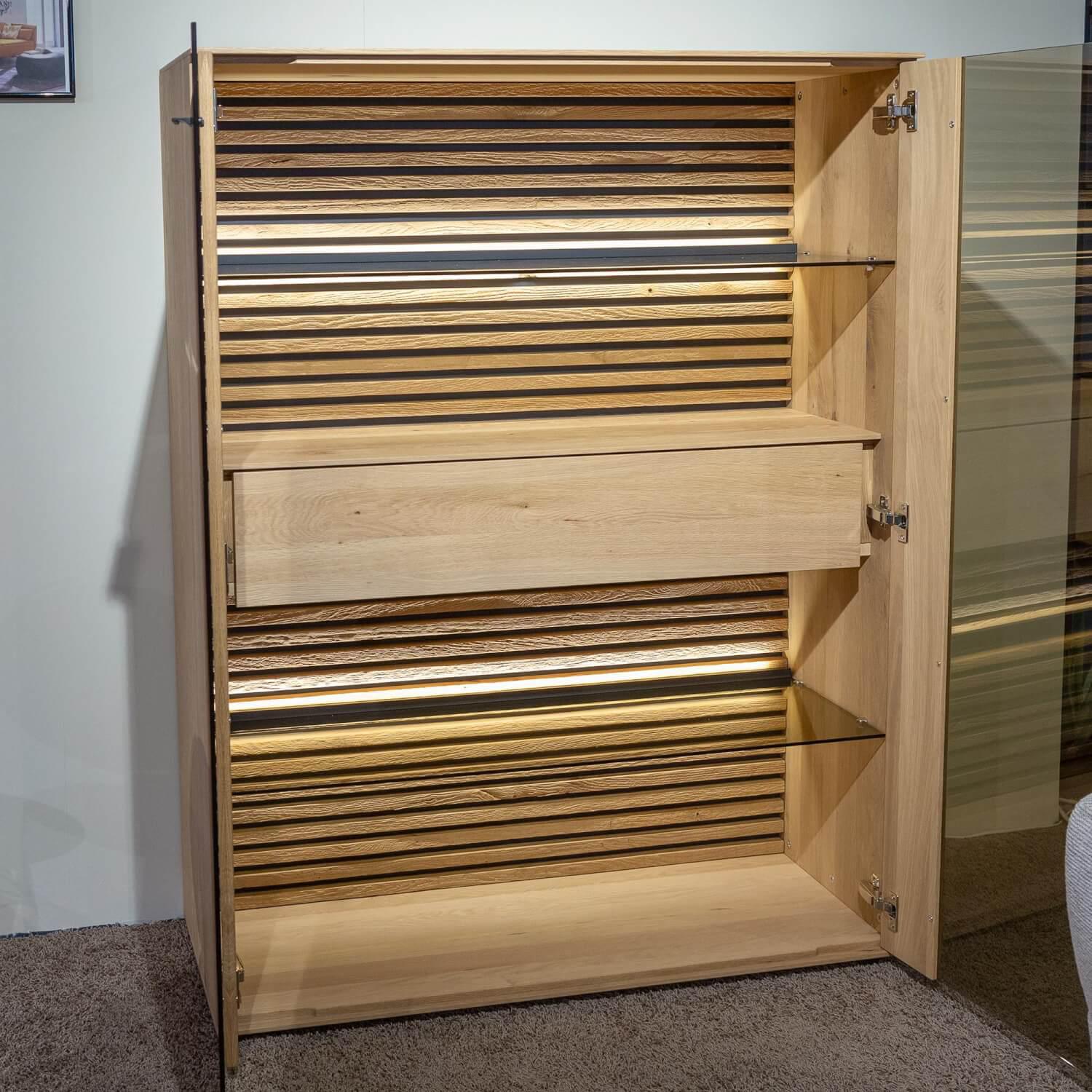 Schöner Wohnen-Kollektion - Highboard Yonna 7102 Kerneiche Natur Gebürstet Inklusive Beleuchtung - 3