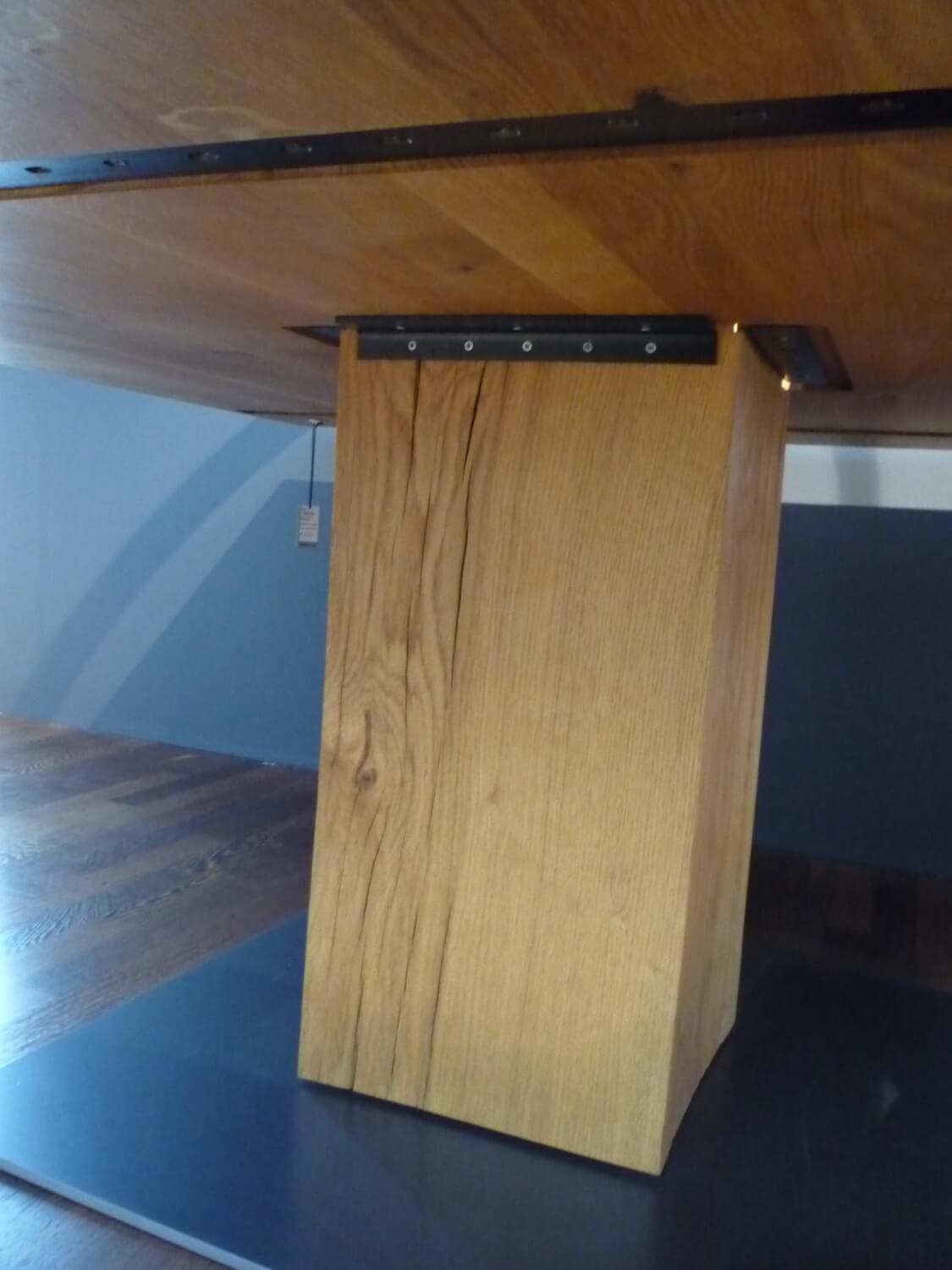 Riva1920 - Esstisch Boss Executive Quadrat 3 Massivholz Eiche Geölt Bodenplatte Natureisen Matt Transparent Lackiert - 4