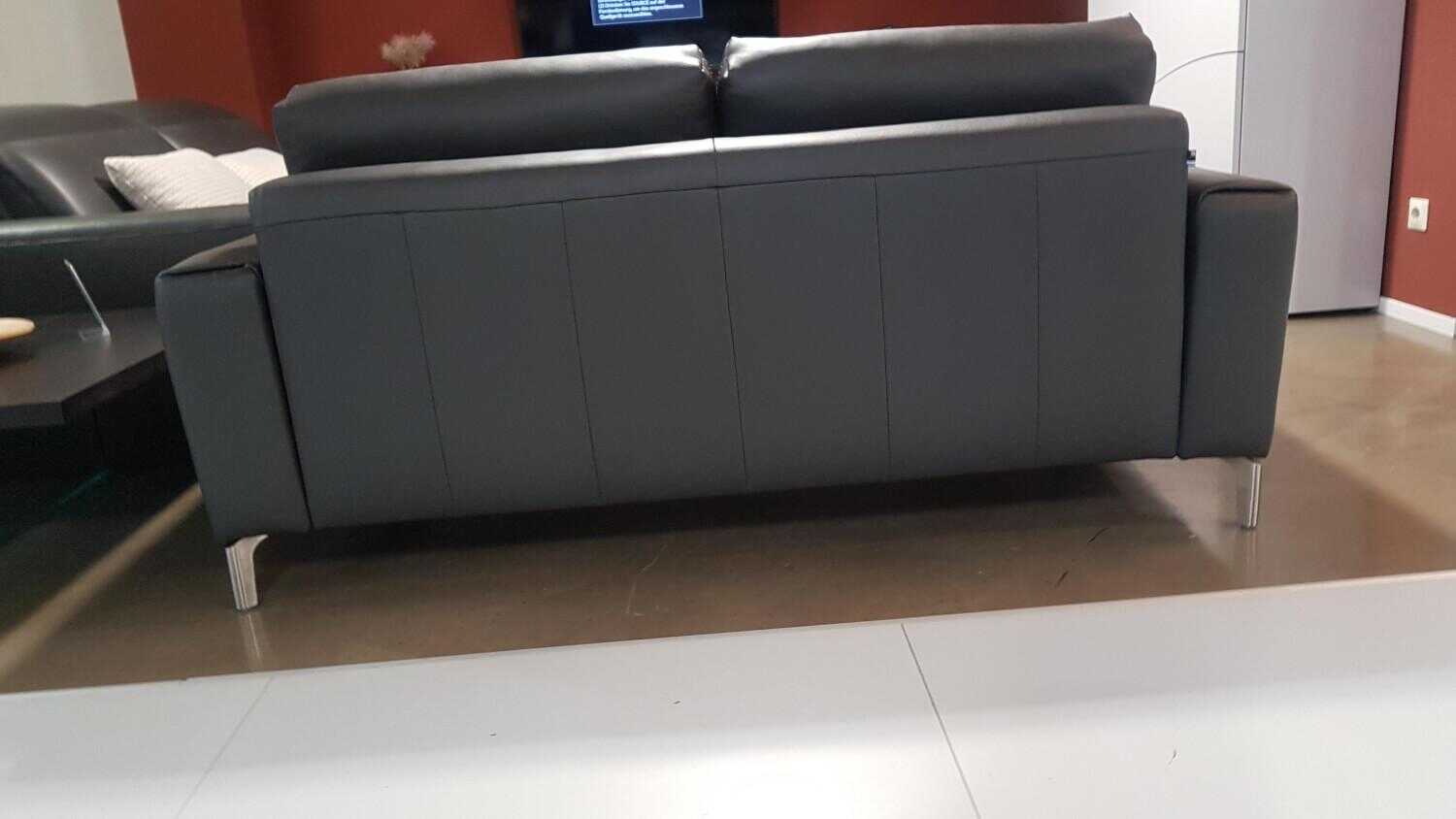 WK Wohnen - Sofa WK660 Venosa Zweisitzer Leder Montana Basalto Grau - 7