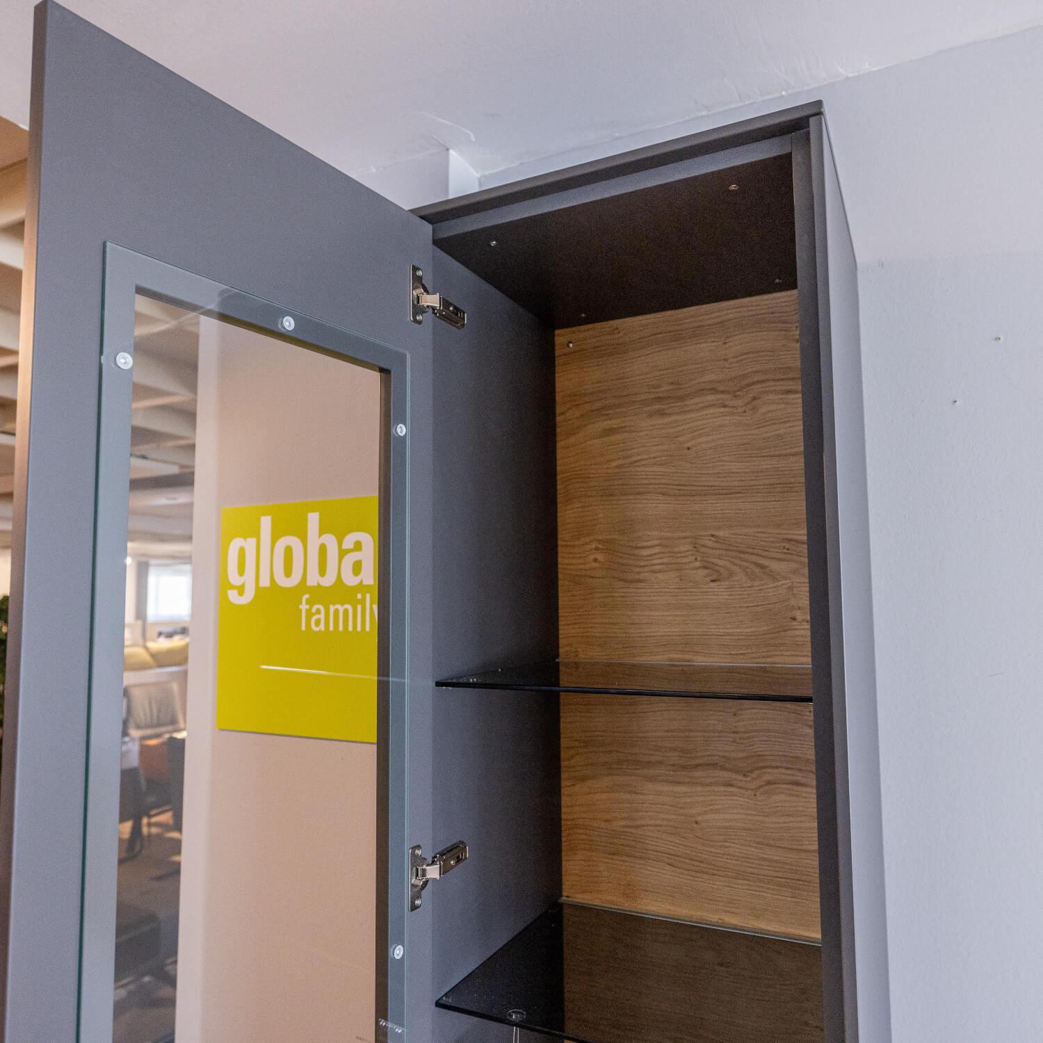 WK Wohnen - Wohnwand Wk 440 Lavato Und Vitrine 440 Balkeneiche Lack Schiefergrau Grau Matt Inklusive Beleuchtung - 17