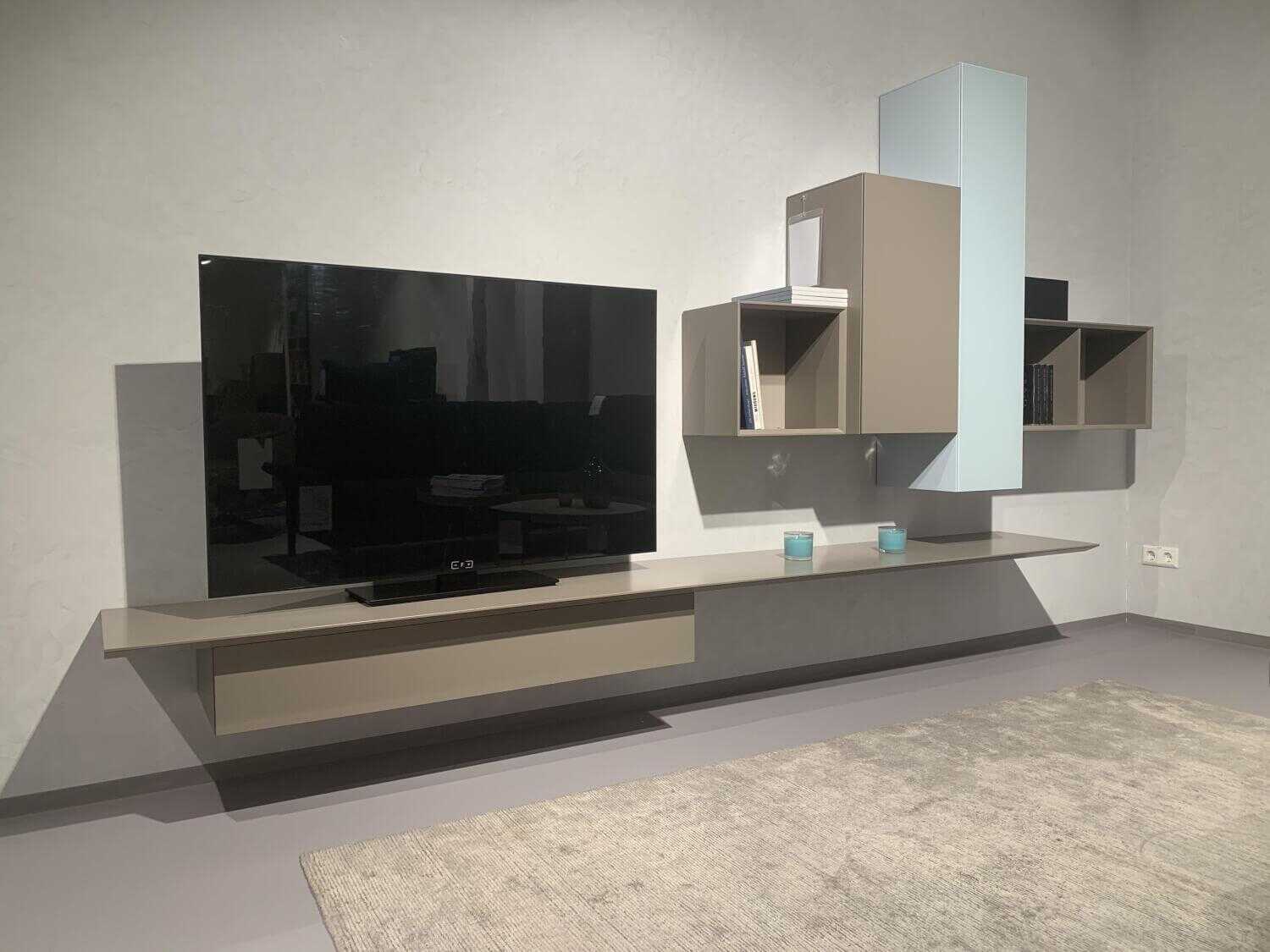 Kettnaker - Wohnwand Alea Lack Matt Kristallblau Seide Glas - 2