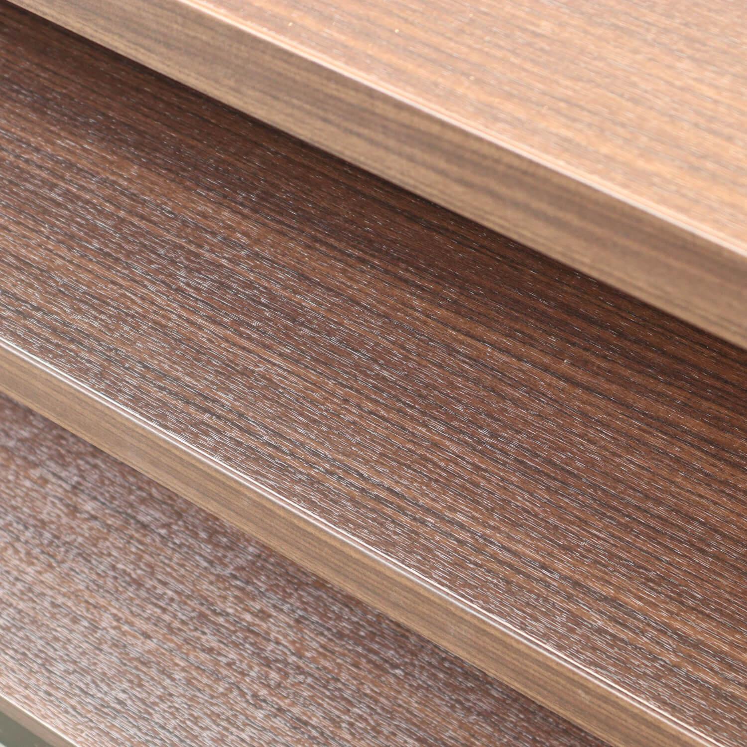 Porro - Schrankwand Struktur Eukalyptusfarben Fachböden Bezug Ecoleder Mit Beleuchtung - 9