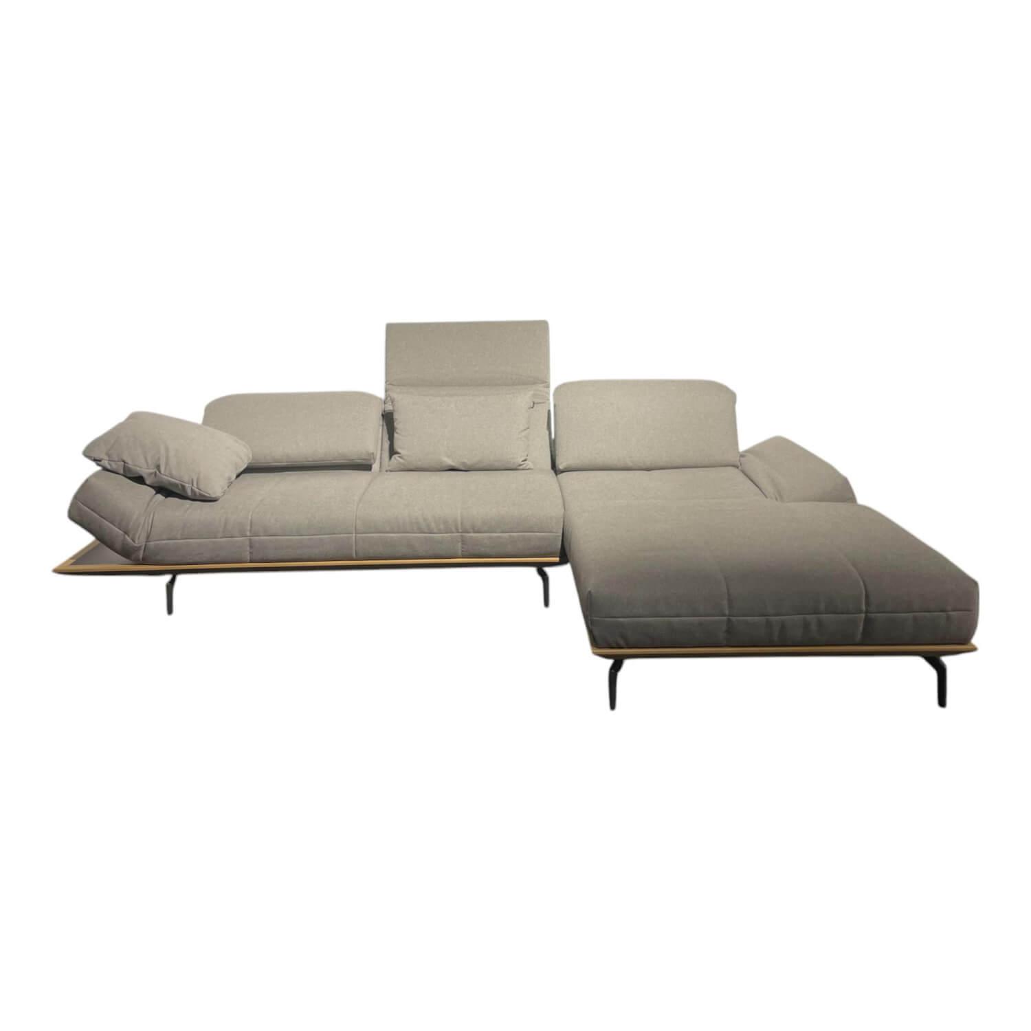 Hülsta - Ecksofa HS 420 Stoff 034 32 Signalgrau Grau Füße Aluminium Schwarz Mit Kissen - 1