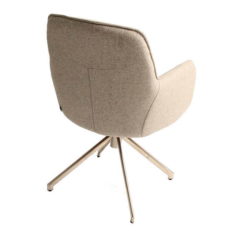 WK Wohnen - 4er Set Stuhl WK 704 DMA Stoff Filz Hellgrau Beige Drehgestell Edelstahl Matt - 4