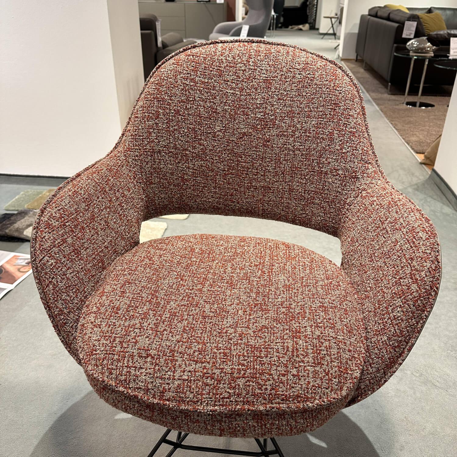 WK Wohnen - 6er-Set Armlehnstuhl WK 708 Stoff JAB A91062 Rosa Und Leder Granada Steel Grau Drehgestell Schwarz - 19