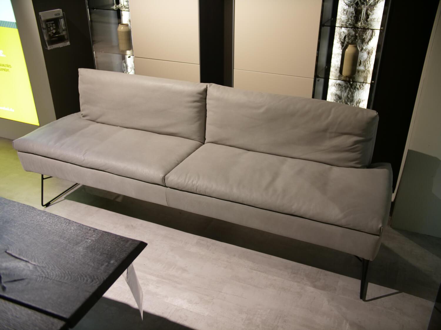 WK Wohnen - Bank WK 790 11717 C190 Leder LK60 Z7821 Beige Schlittengestell Metall Schwarz M99 - 7