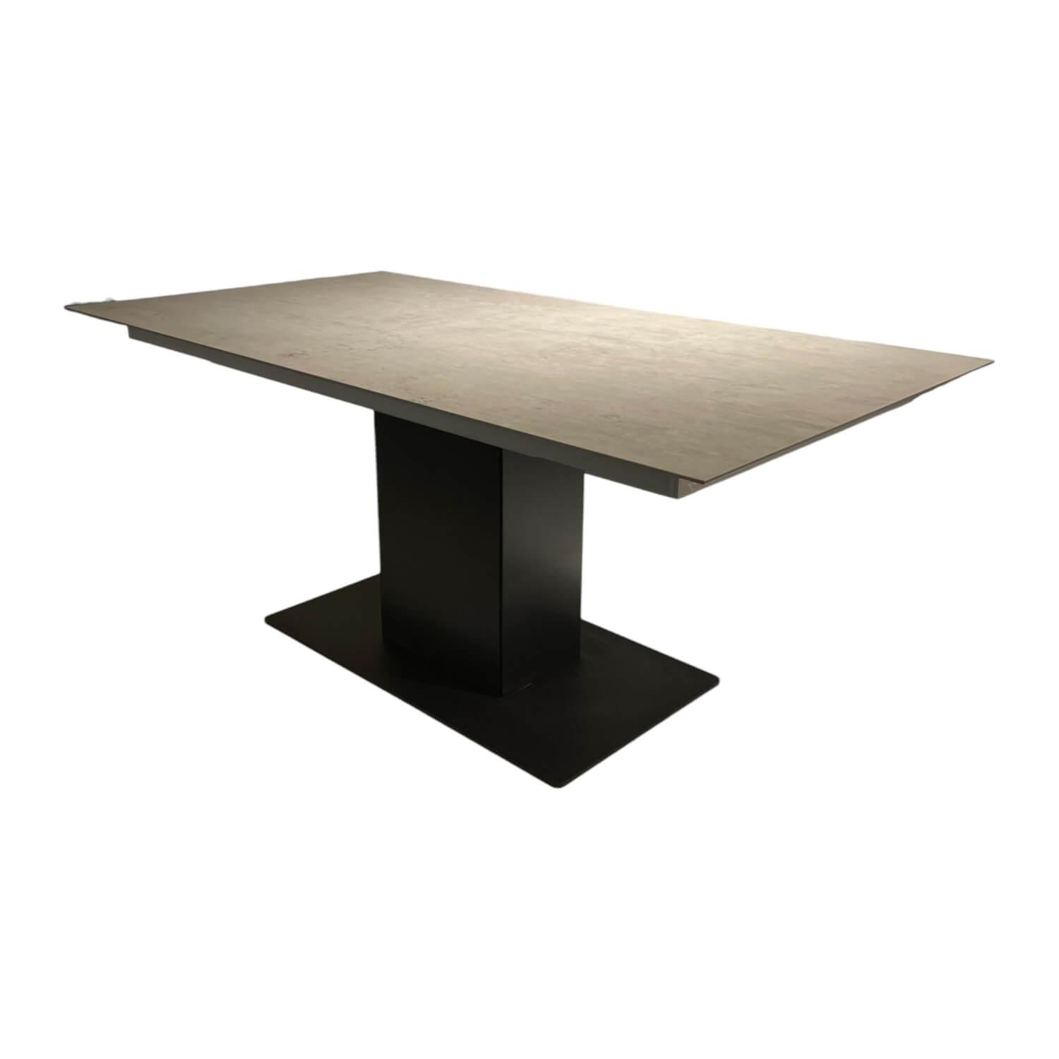 Hülsta - Esstisch 91181 Platte Keramik Beton Grau Gestell Strukturlack Anthrazit mit Auszug - 1