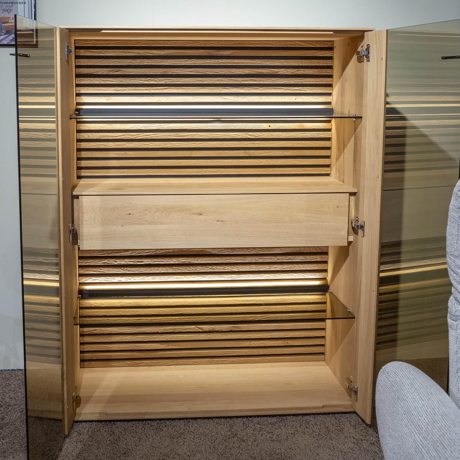 Schöner Wohnen-Kollektion - Highboard Yonna 7102 Kerneiche Natur Gebürstet Inklusive Beleuchtung - 2