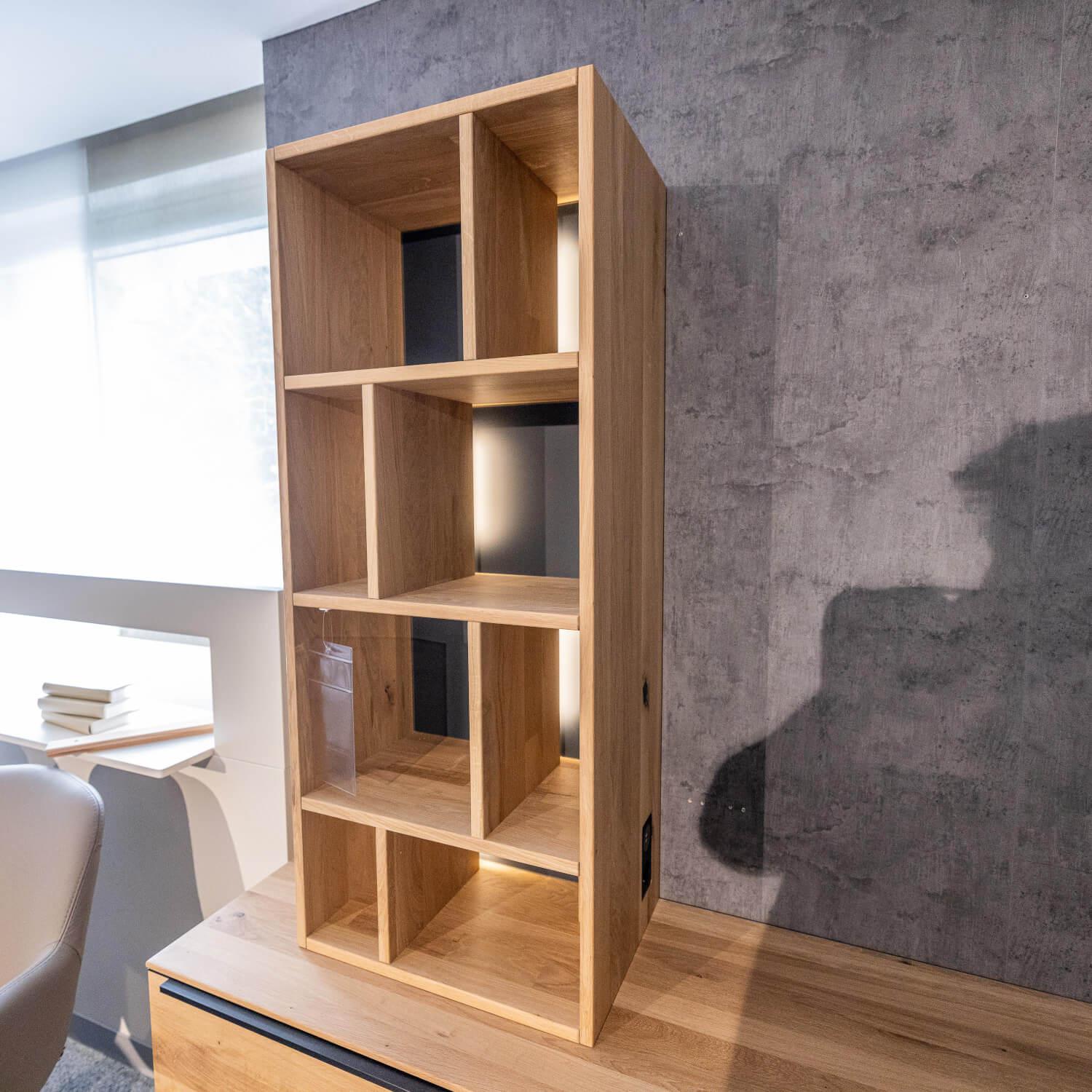 WK Wohnen - Homeoffice Regal WK 490 Baristo Asteiche Bianco Glas Anthrazit Mit Fächern Und Schubladen Inklusive LED Beleuchtung - 8