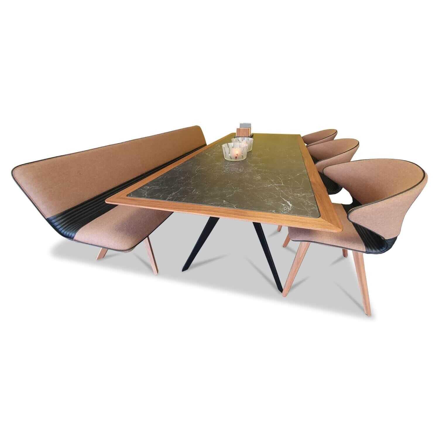 Hülsta - Essgruppe Solid Tisch Bank 3 Stühle Nussbaum Massiv Geölt - 1