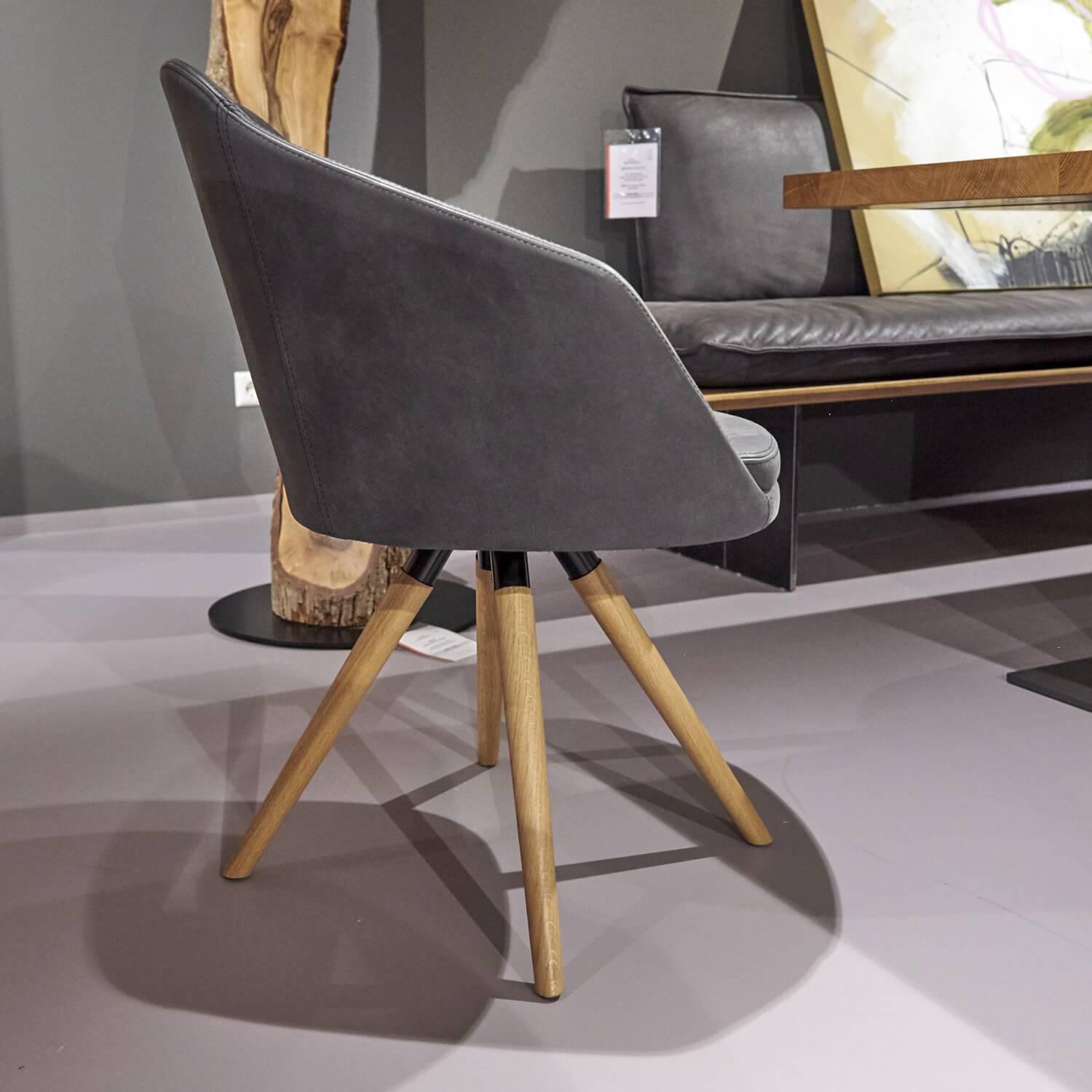 Riva1920 - 4er Set Armlehnstühle Chair Wood Leder Camoscio Nr. 10 Nero Gestell Eiche Natur - 20