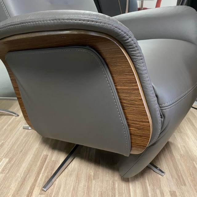 IMG - Sessel Modell Space Leder Prime 316 Grey Gestell Stern Chrom mit manueller Relaxfunktion - 8