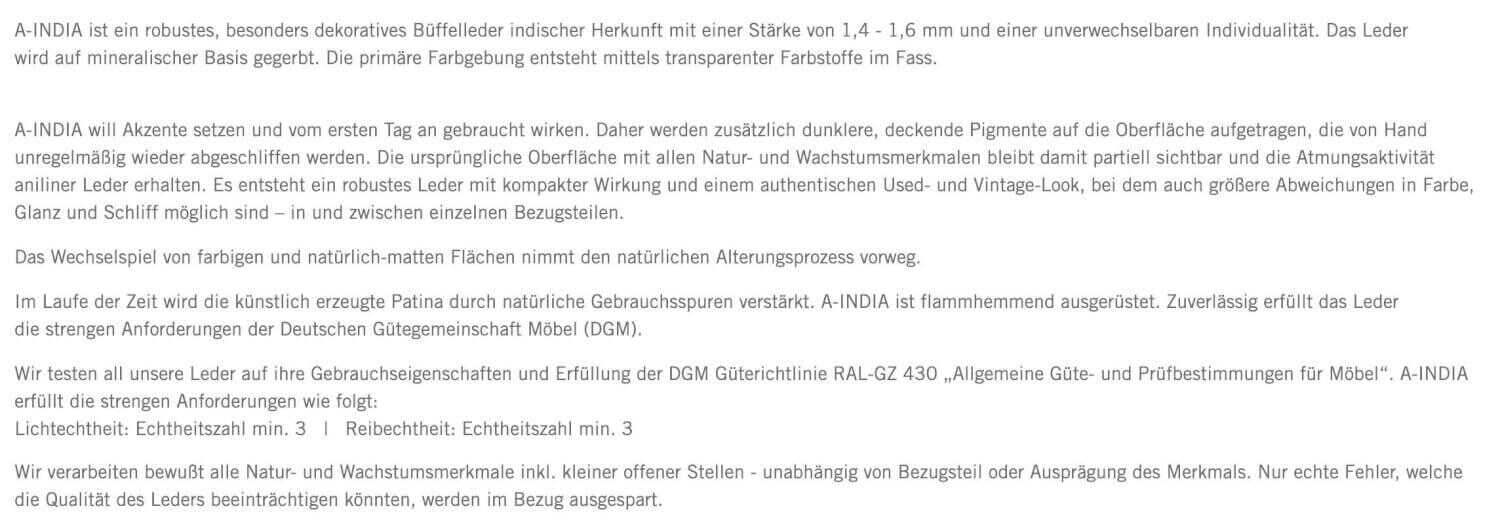 Koinor - Sofa Hugho Leder A-India Schoko Braun mit Hocker - 8