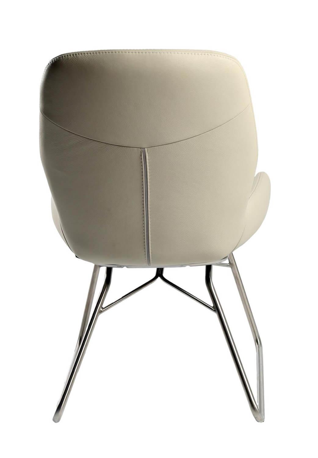 WK Wohnen - 4er Set Stuhl WK 704 MOA Leder Toledo Nebbia Grau Kufe Moover Edelstahl - 6