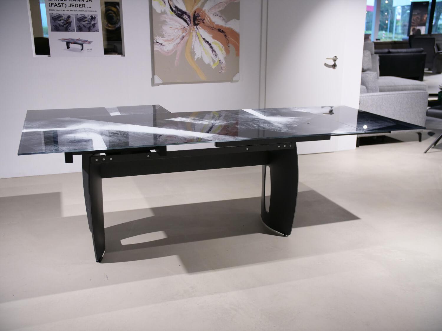 WK Wohnen - Esstisch WK 895 Platte Glas Kunstdruck Schwarz Weiß Gestell Stahl Anthrazit - 8