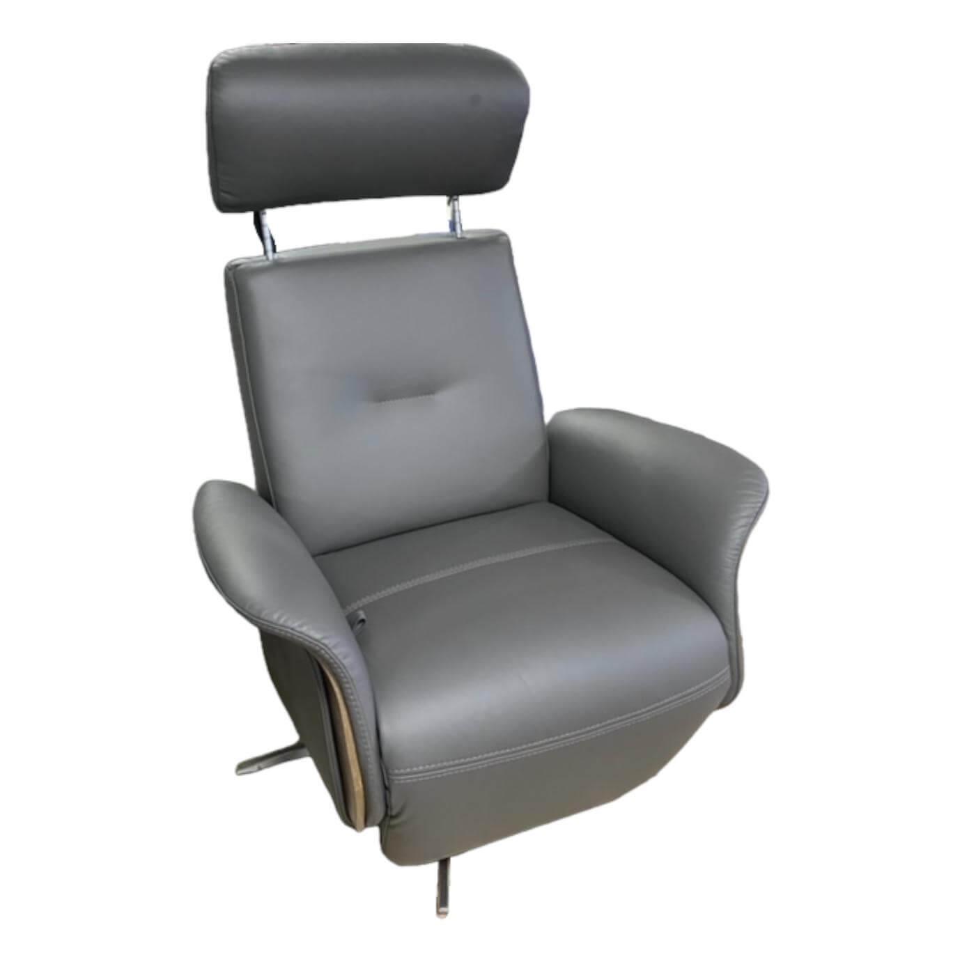 IMG - Sessel Modell Space Leder Prime 316 Grey Gestell Stern Chrom mit manueller Relaxfunktion - 1